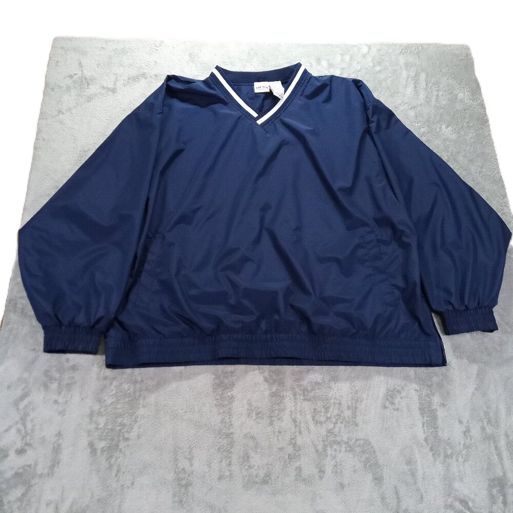 Top Ten Authentics Windbreaker Men XXL 2XL Pull Over Lined Blue Loose Baggy